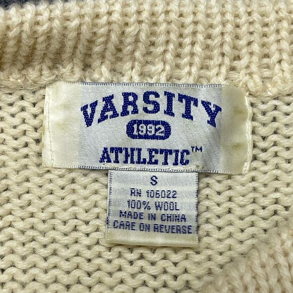 Vintage Varsity 1992 Athletic Pullover Sweater G Size Small Heavy Knit Sweater - Picture 4 of 8